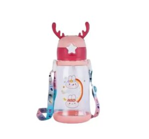Cartoon Sipper Sports Water Bottle with Straw (600ml, Random Color, Any1) PACK OF 1 - Image 4