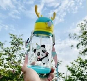 Cartoon Sipper Sports Water Bottle with Straw (600ml, Random Color, Any1) PACK OF 1 - Image 3