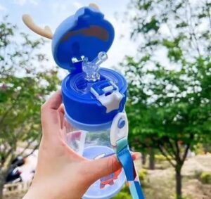 Cartoon Sipper Sports Water Bottle with Straw (600ml, Random Color, Any1) PACK OF 1 - Image 2